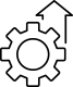 System Optimization and Efficiency Growth Gear icon with upward arrow indicating performance optimization