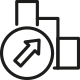 Scalable Investment Portfolio Growth Icon Icon of stacked blocks and arrow pointing upward