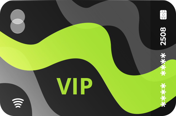 Exclusive VIP Membership Benefits VIP card design in black and neon green