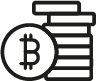 Bitcoin and stacked coins icon