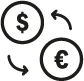 Currency exchange icon: dollar and euro