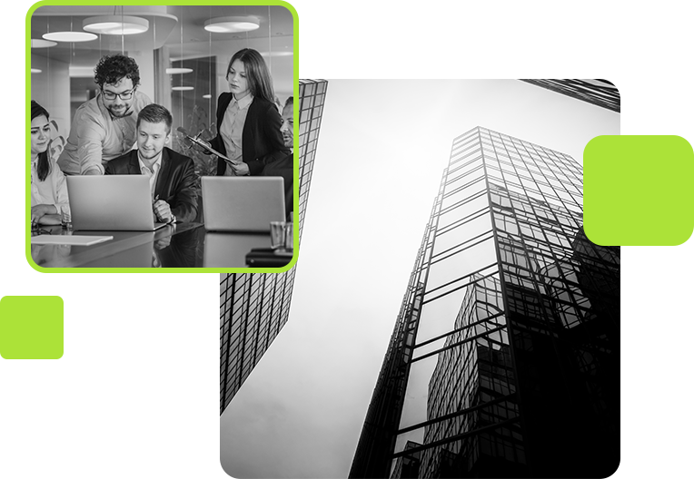 Global Financial Institutions and Infrastructure Tall modern office building in grayscale
