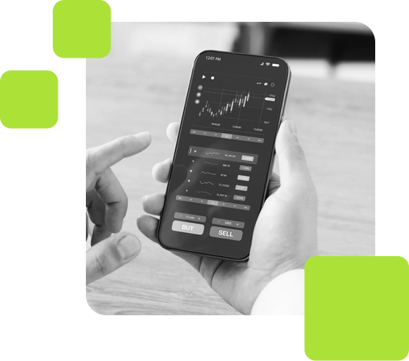 Mobile Trading App in Action Hand holding smartphone showing financial app