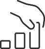 Financial Growth and Investment Strategy Icon Icon of hand with bar chart representing financial growth